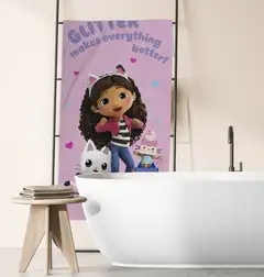Gabby's Dollhouse lasten kylpypyyhe 70x140 cm pinkki - 8