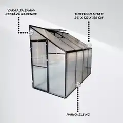 Lykke minikasvihuone sundsvall 241x122x195cm - 2