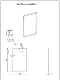 Kehyspeili musta 50cm (Kalla) - 3