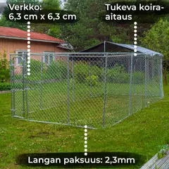 Trekker koira-aitaus katoksella 6x3 m harmaa - 3