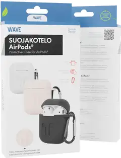 Wave Silikonikuori, Apple AirPods (1. ja 2. sukupolvi), Vaaleanharmaa - 1