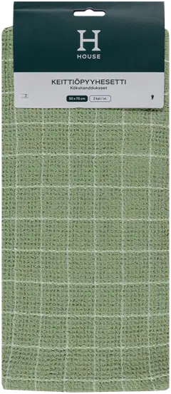 House keittiöpyyhe 50x70 cm vohveli-ruutu vihreä 2-pack - 4