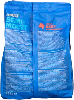 Coop puolikostea ruoka sis. nautaa ja kasviksia täysikasvuisille koirille täysrehu 1,5 kg - 3