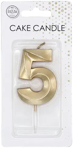 Kakkukynttilä 5 kultainen 6 cm - 3
