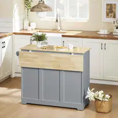 SoBuy keittiövaunu harmaa FKW129-HG - 6