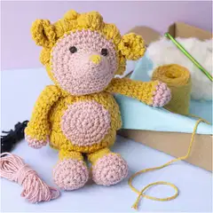 Amigurumi Askartelusetti, Siili, vaaleanrosa, lämmin keltainen, 1pkk/ 1 pkt - 5