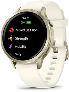 Garmin älykello Venu 4 – 41 mm, vaalea kulta ja luunvärinen silikonihihna - 2