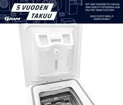 Gram päältä täytettävä pyykinpesukone WTL 21813-90 8kg valkoinen - 5