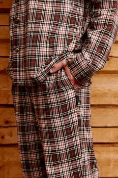 Reino&Aino miesten flanellipyjama - BROWN - 7