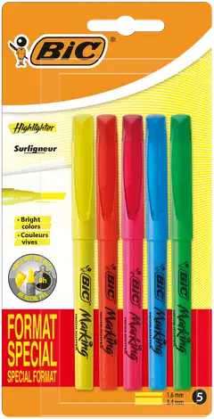 BIC Highlighter värilajitelma 5kpl, erilaisia - 1