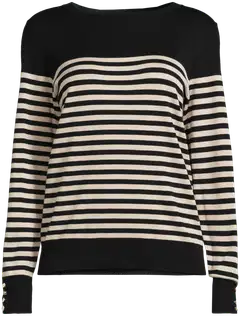 London Fog naisten raidallinen neule 213L262902 - black/beige - 2