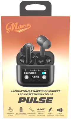 Macs langattomat vastamelunappikuulokkeet kosketusnäytöllä Pulse musta - 3