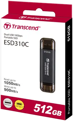 Transcend ulkoinen SSD-muisti ESD310C 512GB USB Type-C ja Type-A - 3