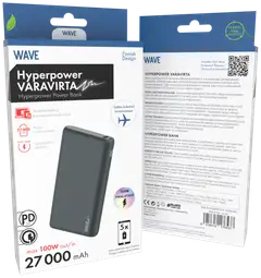 Wave Hyperpower 100W lisävirta, 27000mAh, Musta - 2