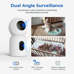 Imilab C30 Dual 3K+3K WiFi -valvontakamera kahdella objektiivilla sisäkäyttöön CMSXJ111A - 12