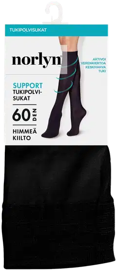 Norlyn naisten tukipolvisukat 60 den - Black - 1