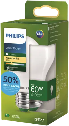 Philips Ultra Efficient LED-lamppu 4W A60 E27 2700K 840LM huurrettu - 2