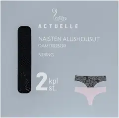 Actuelle naisten string-alushousut 210A082615 2-pack - Black/Pale lilac - 3