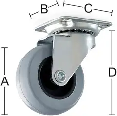 Habo kääntyvä kalustepyörä 4010 100 mm kiinnityslevyllä 60x60mm - 1