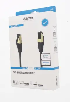 Hama Verkkokaapeli, CAT8, S/FTP-suojattu, 40 Gbit/s, Halogeeniton, 1,5 m - 2