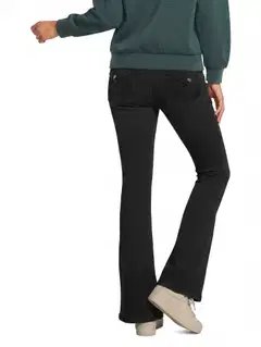 WKLY. naisten flare leg -farkut, matala istuvuus, koristeelliset läppätakataskut 222W282680 - Black denim - 3