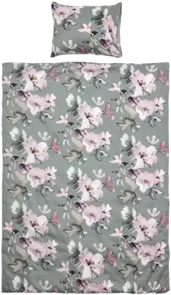 Pentik Hetki pussilakanasetti 150x210 cm + 50x60 cm kukka vihreä - 2