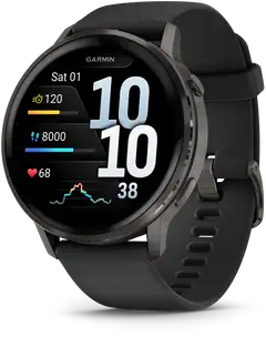 Garmin älykello Venu 4 – 45 mm, tummaharmaa, musta silikoniranneke - 1