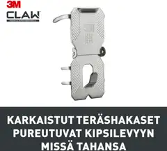 3M CLAW™-taulukoukku kipsilevylle, 30 kg 3PH30-2UKN, 2 ripustuskoukkua - 4