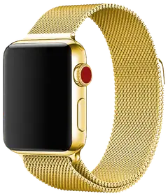 Wave Teräspunottu ranneke, Apple Watch 42mm (Series 1-9) / Apple Watch 44mm / Apple Watch 45mm / Apple Watch 46mm / Apple Watch 49mm, Kulta - 2