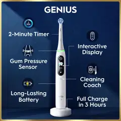 Oral-B iO9 White Alabaster sähköhammasharja + lataava matkakotelo + hammasharjateline + lisävaihtoharja - 12