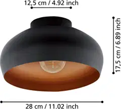 EGLO Kattovalaisin Mogano 2 40W 28x17,5cm musta/kupari - 6