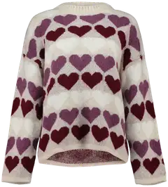 Hailys naisten neule Sa44nna - beige/burgundy heart - 1