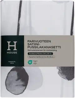 House parivuoteen satiinipussilakanasetti Poppy - Musta/valkoinen - 2