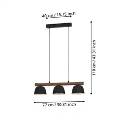 EGLO Riippuvalaisin 3-os  Sherburn 3x40W 77x20cm musta/puu - 3