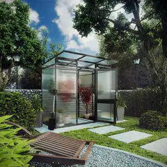 Kreative Gartentechnik kasvihuone Linea I 2,56 m2 antrasiitinharmaa - 3