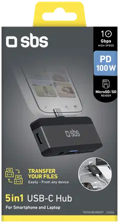 SBS 5-in-1 USB‑C-adapteri puhelimelle ja kannettavalle - 2