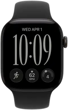 Apple Watch Series 12 GPS + Cellular 46 mm:n musta alumiinikuori ja musta urheiluranneke - S/M - MJG84QN/A - 1
