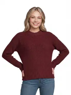 House naisten neulepusero kilppari soft 213H264013 - wine red as cutting - 1