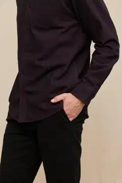 Finlayson miesten flanellipaita twill - Wine - 7