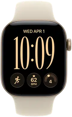 Apple Watch Series 12 GPS 46 mm:n vaaleankultainen alumiinikuori ja hiekanvärinen urheiluranneke - M/L - MJEP4QN/A - 1