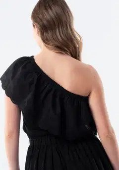 TEX naisten epäsymmetrinen frillatoppi I282738 - BLACK 1 - 2