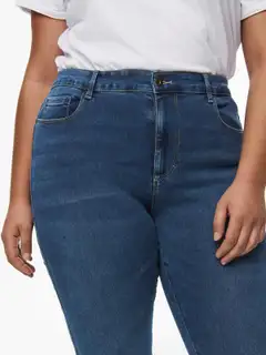 ONLY CARMAKOMA naisten korkeavyötäröiset farkut Caraugusta - Medium Blue Denim - 7