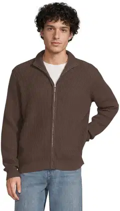 WKLY. miesten vetoketjuneuletakki acid wash CYCLO® 195W312666 - Chocolate - 1