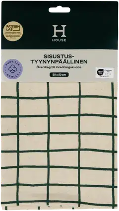 House sisustustyynynpäällinen Elonkorjuu 50 x 50 cm vihreä/luonnonvalkoinen PatternLab - 2