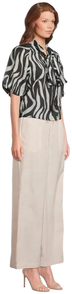 WKLY. naisten leveälahkeiset housut 222W090223 - Beige stripe - 4