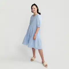 Maia Family naisten mekko Leona Ruutu 205635 - Vaaleansininen - 2