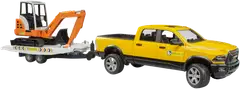 Bruder lelu Dodge RAM Power Wagon perävaunulla ja minikaivuri - 1