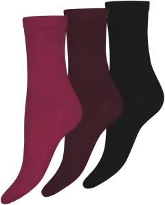 Vogue naisten nilkkasukat cotton basic sock 3-pack - Ruby wine - 1