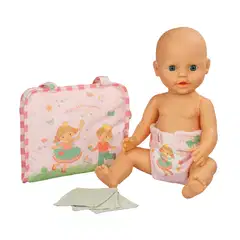 Nuken hoitolaukku "Prinsessa Emily" vaippakankaan ja kolmen harsokankaan kanssa. 35-45 cm nukelle - 2