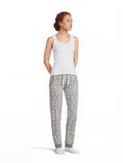 Actuelle naisten fleecehousut 212A382634 - Grey AOP - 4